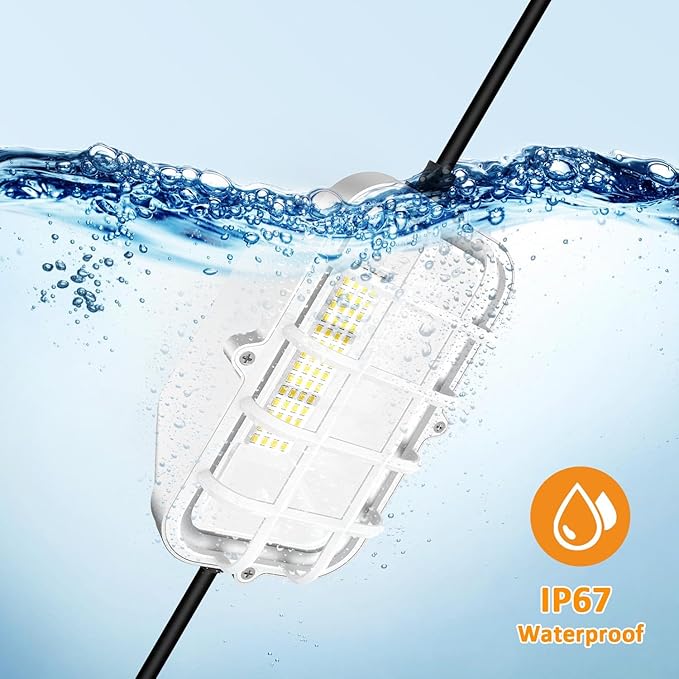 100ft LED Construction String LightsSuper Bright 300W 30000LM Waterproof IP67 Led String Work Lights Construction Temporary Lights (Upgrad 100ft-10lights)