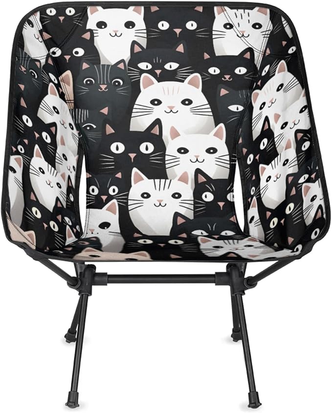 Honeybaby Folding Camping Chair Fancy Cat Pattern Camping Chairs Lightweight Portable Chair Outdoor Foldable Chairs for Camping Travel Picnic Beach Hiking