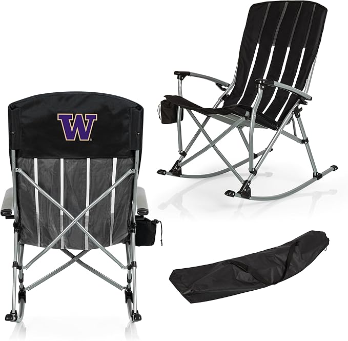 Picnic TIME NCAA Unisex-Adult NCAA Outdoor Rocking Camp Chair XL Heavy Duty Camping Chair for Adults