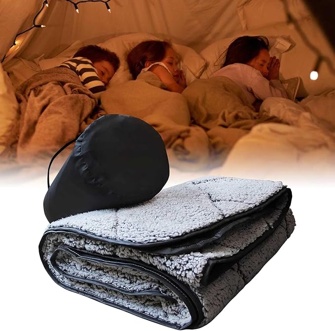 Waterproofs Outdoor Blanket with Fleece Lining Soft Moistureproof Folding Mat Portable Fleece Camping Blanket Easy Use