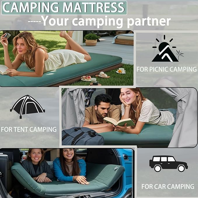 LINKET Sleeping Pad Self Inflating Sleeping Pad with Electric Pump Camping Mattress Compact for Backpacking Hiking Traveling Tent (Green) (Green Pad)
