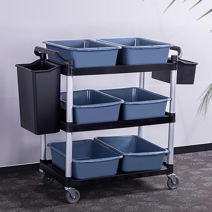 Commercial Products Standard Bus Box/Utility CartGray Large Bus Tub Plastic Heavy Duty Restaurant Wash Basin/Dish Washing Tub for Kitchen Organization/Storage (THX82)