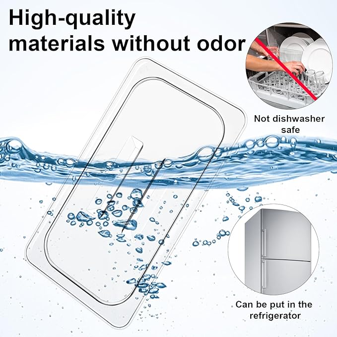 10 Pcs 1/3 Size Clear Food Pan Lids Polycarbonate Universal Handled Hotel Pan Cover Table Catering Plastic Food Pan Lid with Handle Restaurant Commercial Pan Covers for Food Fruits Vegetables