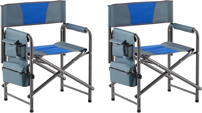 2 Folding Padded Camping Chair Portable Outdoor Chair with Storage Bag armrests and Anti Slip feet Suitable for Beaches backyards barbecues picnics and terraces. (2 Blue)