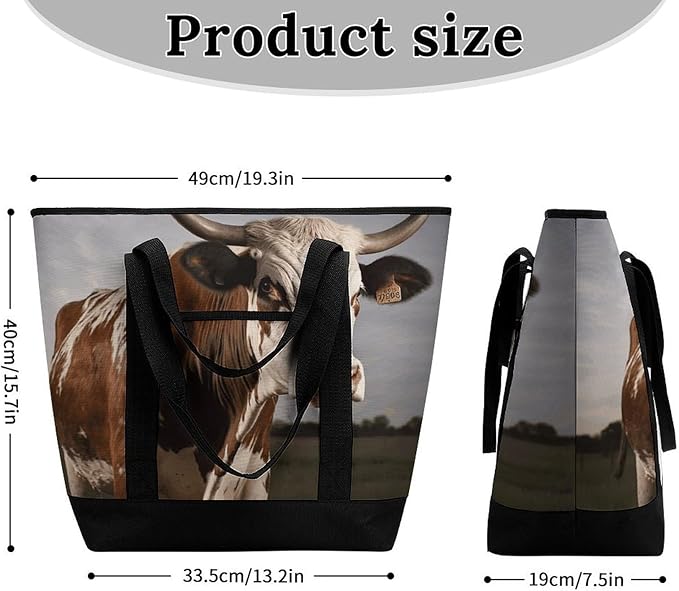 Insulated Shopping BagLarge Reusable Cooler Bags Cow Printed Foldable Shopping BagTravel Waterproof Shoulder Bag