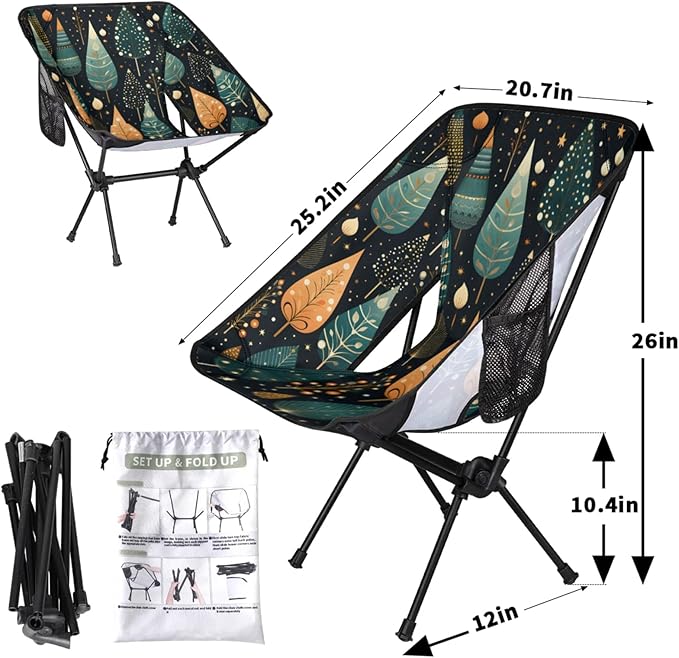 Honeybaby Folding Camping Chair Lovely Trees Camping Chairs Lightweight Portable Chair Outdoor Foldable Chairs for Camping Travel Picnic Beach Hiking
