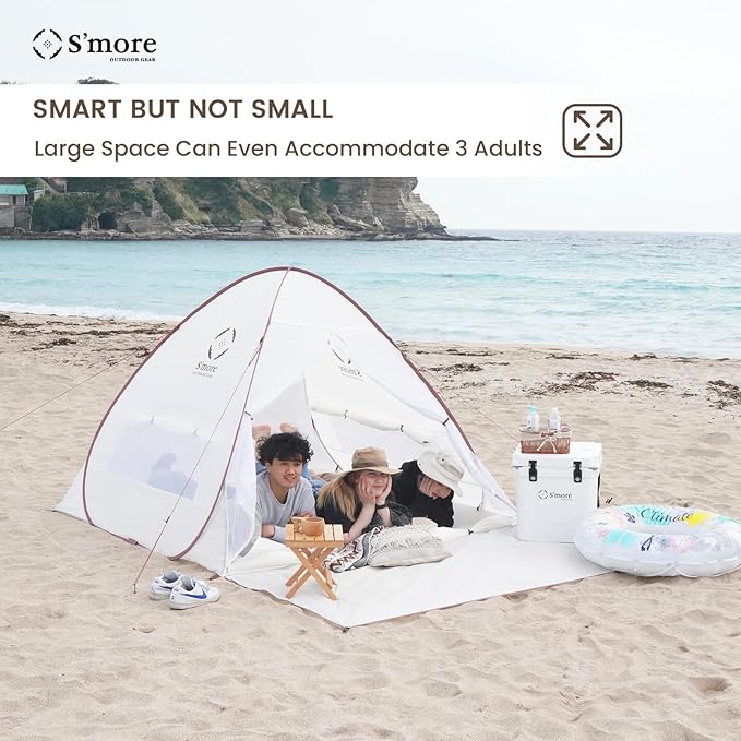 S'More 1/2 Person Beach Tent Lightweight &amp Easy Set Up Pop up Tent UFP 30+ Quick Portable Sun Shade Shelter for BeachPicnic Backyard Festival