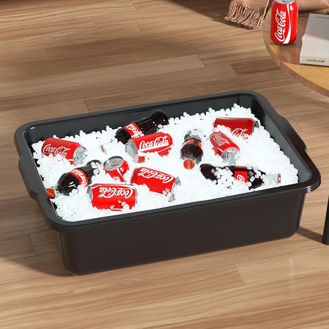 24 L Commercial Bus Tub Black Restaurant Grade Bus Box 4-Pack