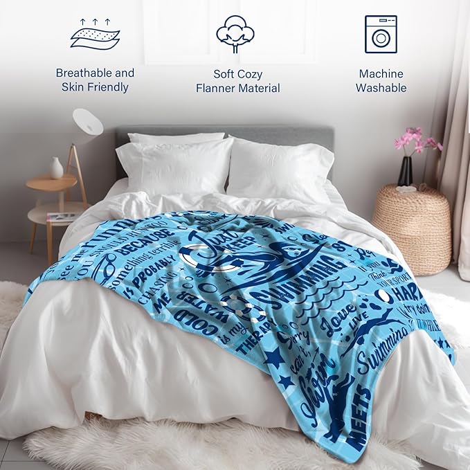 Swim Gifts for Swimmers Swimming Blanket Gifts for Coach Gifts Swim Team Gift Just Keep Swimming 80 x 60 Swimmer Blanket Christmas Birthday Gift for Men