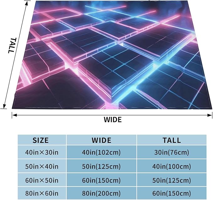 Glow Grid Soft Fleece Blanket 60 * 50 inch Soft Sofa Blanket Suitable for Sofa Camping Travel Night Cover Blanket