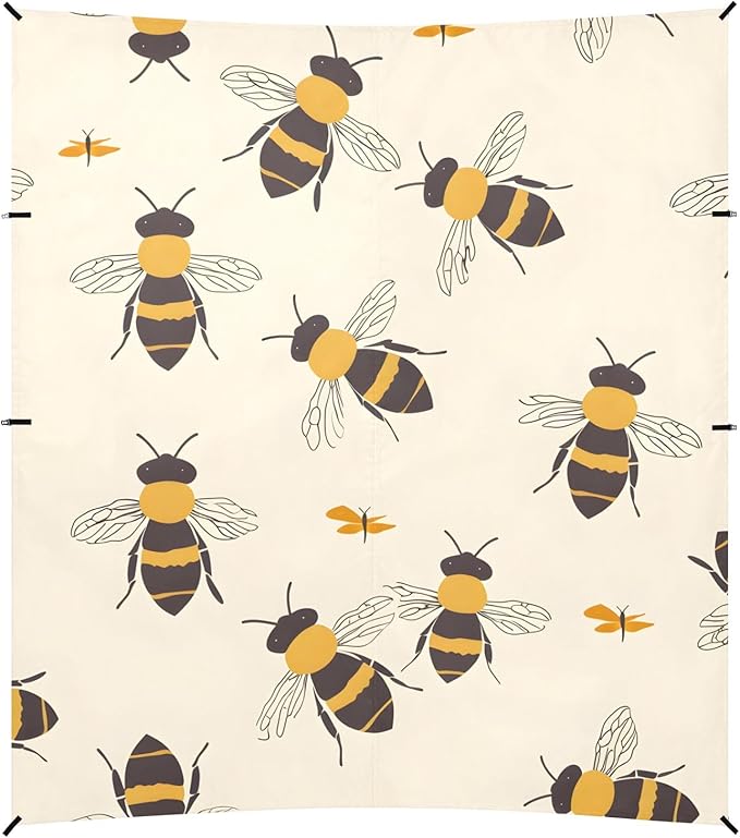 Bees Seamless Pattern Camping Sun Shelter Beach Tent Portable Beach Sun Shade Outdoor Canopy for Camping Trips Fishing Picnic
