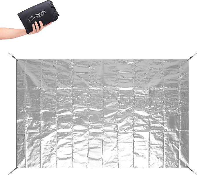 Naturehike Aluminum Foil Foldable Picnic Blanket Ultralight Ground Sheet Mat Waterproof Camping Tarp Sleeping Pad for Outdoor PicnicCampingBeaches Storage Bag Included (102.36×155.51)