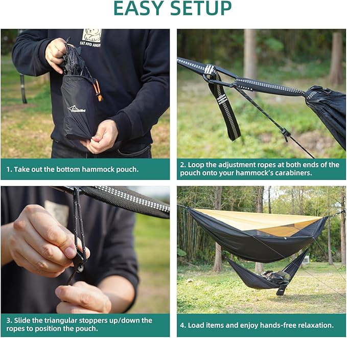 Camping Hammock with Sunshade and Compact Storage Organizer Waterproof Camping Gear Storage Portable Hammock Accessory for Hiking Backpacking