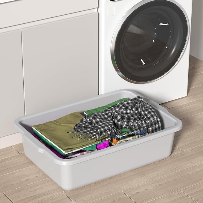 35 L Large Plastic Commercial Bus Tub 4 Packs Large Bus Box Gray