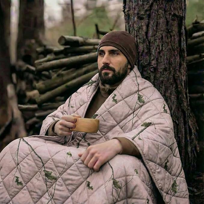 LOOGU Camo Blanket Waterproof Insulation Poncho Liner for Outdoor Camping Hiking Hunting Survival Backpacking Picnicking
