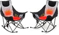SUNNYFEEL Oversized Heated Rocking Camping Chair 2 Pack Fully Padded Patio Chair with Side Pocket High Back Portable Lawn Recliner with Carry Bag Outdoor Rocker Chair for Adults Heavy Duty 500 LBS