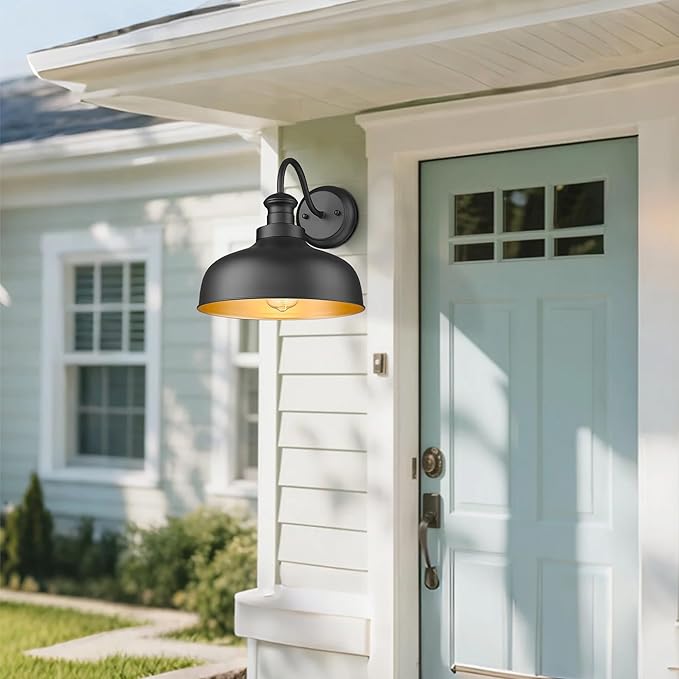 Farmhouse Barn Light11.5 Inch Outdoor Wall Light Weather Resistant Exterior Lighting FixtureOutdoor Wall Mount Light Anti-Rust Porch Light for House Patio Garage (Black2Pack)