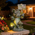 Solar Dragon Garden Statue with Lantern Resin Outdoor Yard Decor Figurine Waterproof Solar Powered Light for Patio Lawn Walkway &amp Front Porch (Dragon)