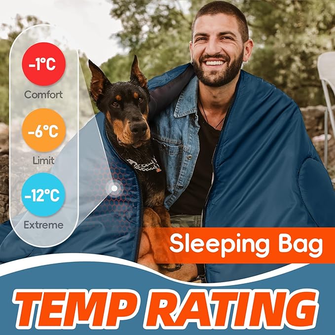 MEREZA 0 Degree Winter Sleeping Bag for Adults Kids with Pillow Cold Weather Sleeping Bag for 4 Season Camping Hiking Backpacking Sleeping Bags for Big and Tall