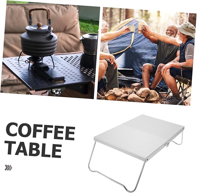 POPETPOP Compact Mini Beach Table Lightweight Aluminum Portable Picnic and Camping Tray for Outdoor Use Easy Assembly Heat-Resistant Design for Family Gatherings