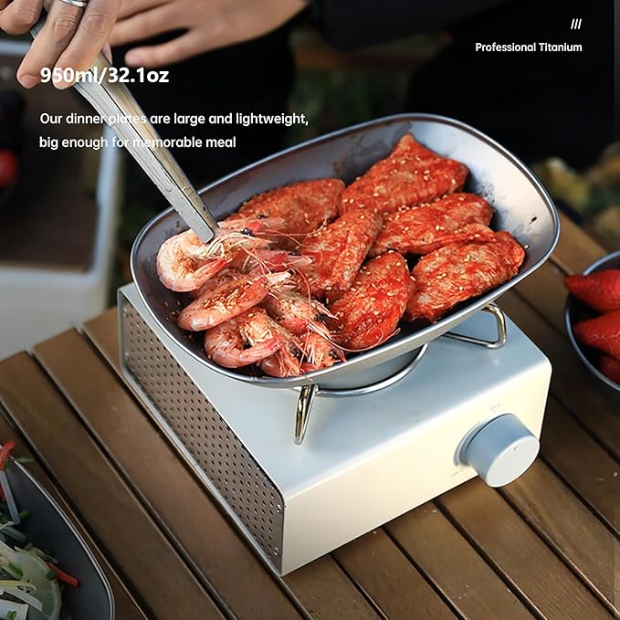 Titanium Plate Camping Picnic Tableware 32.1fl oz Cooking Utensils Extremely Light Dishes Bowl 106g (Sanding)