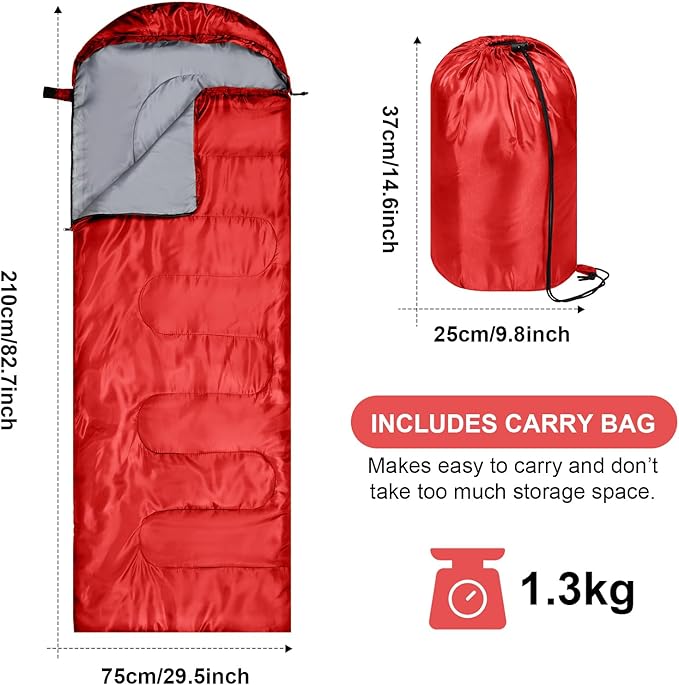 Tudomro Camping Sleeping Bag for Adults Lightweight Packable Waterproof Camping Gear Equipment to Keep Warm for Outdoor Backpacking Hiking Travel