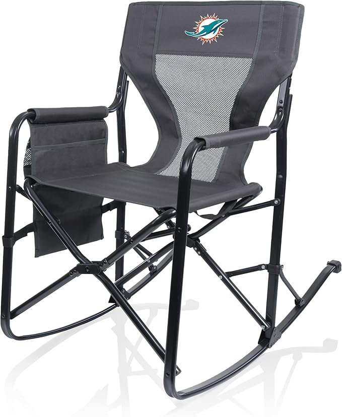 Picnic TIME NFL Woodland Rocking Camping Chair with Storage Caddy Camp Chair for Adults