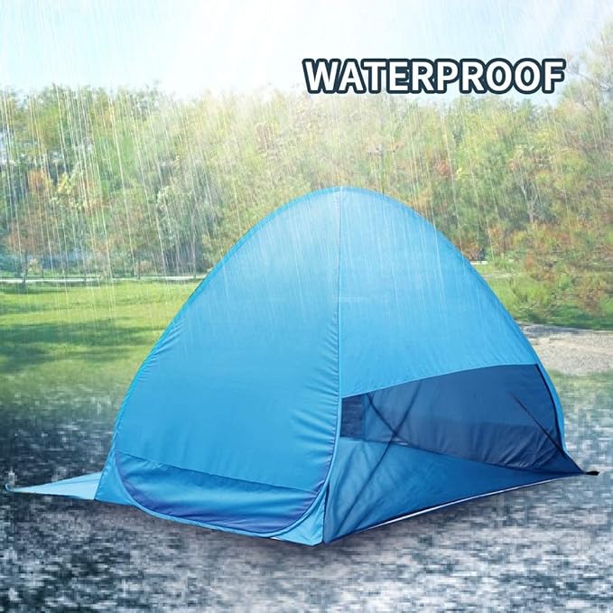 Pop Up Beach Tent –for 2-3 Person UPF 50+ UV Sun Protection Beach Shade Tent Pop Up Sun Shelter with Carry Bag and Stakes for Beach Park Camping (Large)
