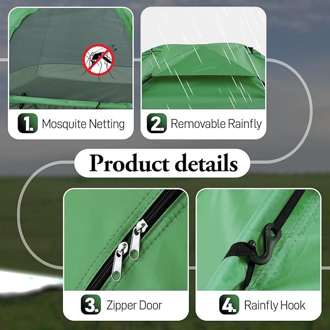 Outvita Camping Dome Tent 1-4 Person Waterproof Windproof Easy Setup Spacious Family Tents with Carry Bag &amp Rain Fly for Hiking Backpacking Traveling Glamping Beach