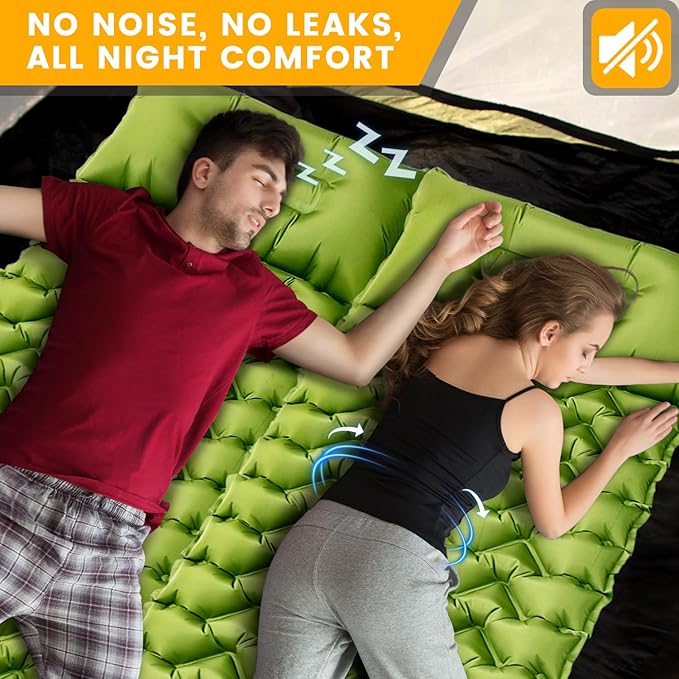 Camping Sleeping Pad Ultralight Camping Mat with Pillow Built-in Foot Pump Inflatable Sleeping Pads Compact for Travel Camping Backpacking Hiking Tent Car Camp Gear