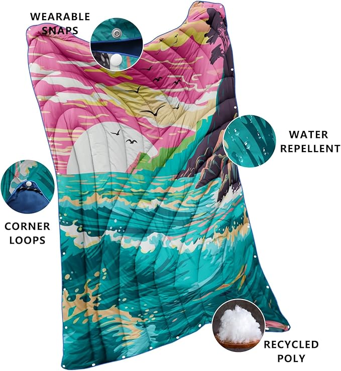 Camping BlanketLightweight Puffy Printed Camping Blanket Packable Outdoor Blanket for CampingTraveling Stadium Hiking Picnics