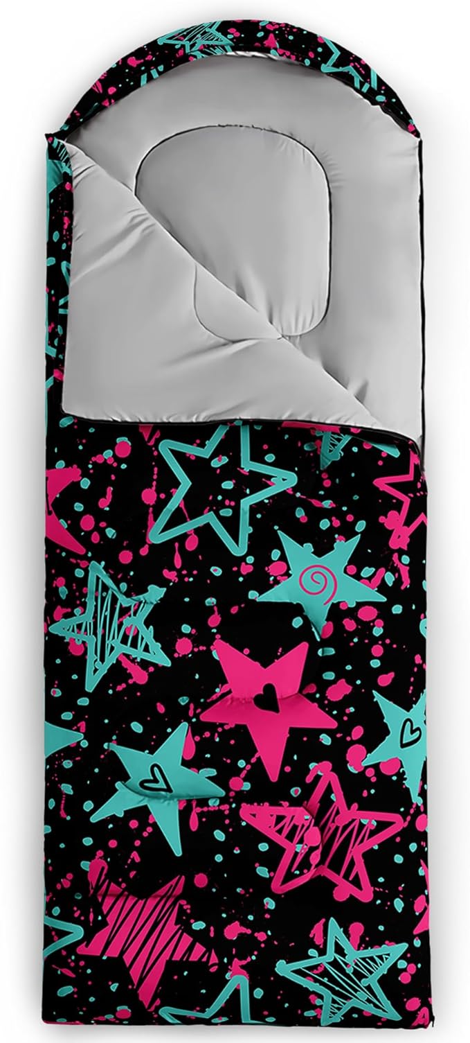 QOOMO Axolotl Cute Camping Sleeping Bags3 Season Warm &amp Cool WeatherLightweightWaterproof Sleeping Bags for Adults &amp KidsTravelingand Outdoors