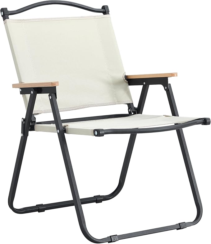 2 Pcs Folding Outdoor Chair for Indoor Outdoor Camping Picnics BeachBackyard BBQ Party Patio Beige