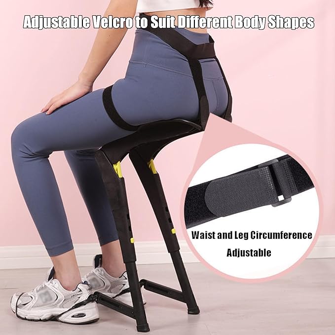 Portable Adjustable Wearable Invisible Chair Wearable Leg Ergonomics Lightweight Seat 5 Gear Heights Adjustable Bear up to 150kg(Red)