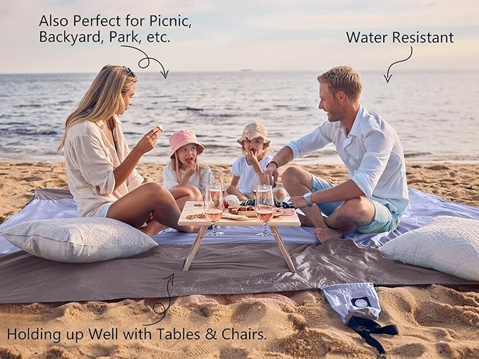 WEKAPO Beach Blanket Sandproof Waterproof Extra Large Beach Mat Oversized &amp Compact Sand Free Quick Drying Beach Essentials for Vacation Cruise Picnic &amp Camping with Stakes