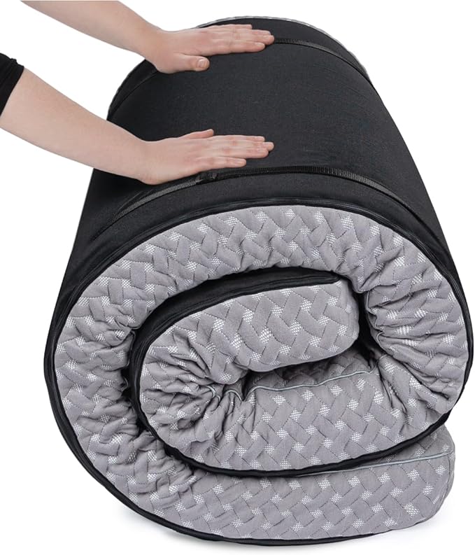 Milliard Camping Mattress Portable Memory Foam Roll Up Floor Mat/Pad for Travel or Home with Washable and Waterproof Cover + Free Carry Case Included (Twin Size - 75x36x3)