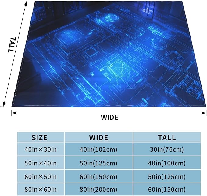 Glowing Blueprint Soft Fleece Blanket 60 * 50 inch Soft Sofa Blanket Suitable for Sofa Camping Travel Night Cover Blanket