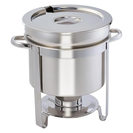 Winco 211 Stainless Steel Marmite Soup Chafer 11qt Round W/ Cover &amp Fram