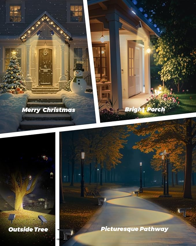 4 Pack Solar Powered Outdoor Spot Lights Outside Waterproof 20 LEDs Landscape Spotlights Dusk to Dawn for House Yard Tree Plants Walls Path Garden Statues Superior Accent Lamp Warm White