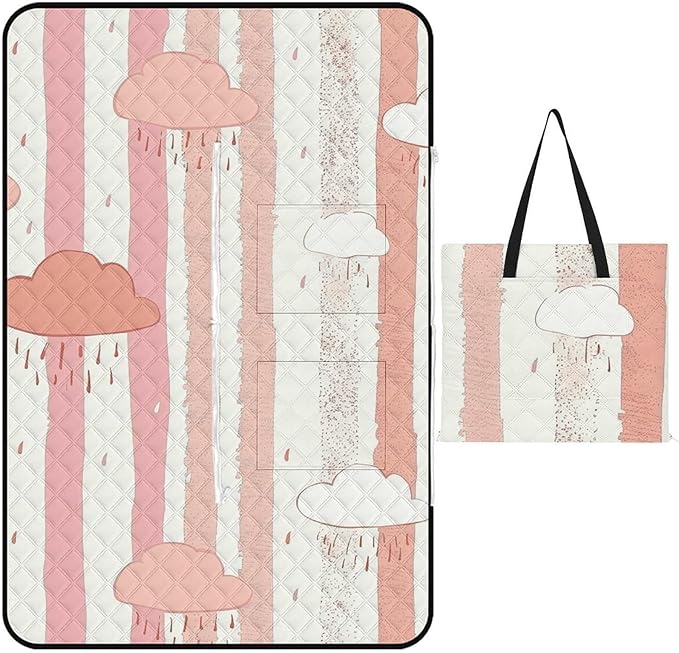 Zipper Cloud and Rain Pattern Style Picnic Mat Suitable for Travel Camping Park Or Home Use