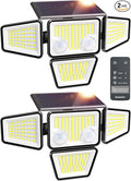 Ensenior Solar Lights Outdoor 2600LM Motion Sensor Outdoor Light with Remote Control IP65 Waterproof 279 LED 4 Heads Solar Security Light with 4 Mode 270° Wide Angle Solar Flood Light 2 Packs
