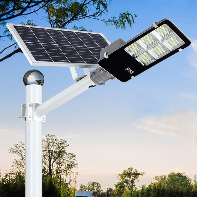 6000W LED Solar Street Lights Outdoor Dusk to Dawn Security Flood Light with Remote Control Wireless Waterproof Perfect for Yard Parking lot Street Garden and Garage