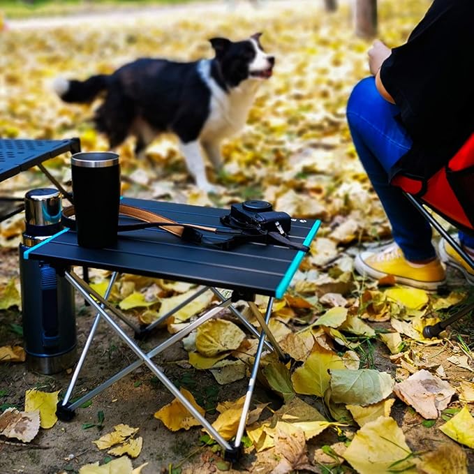 ROCK CLOUD Portable Camping Table Ultralight Aluminum Folding Beach Table Camp for Camping Hiking Backpacking Outdoor Picnic Black