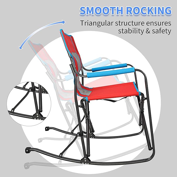 Northroad Oversized Rocking Camping Chair Portable Folding Director Chair Rocker Camp Chair for Outdoor Backyard Patio Lawn Garden