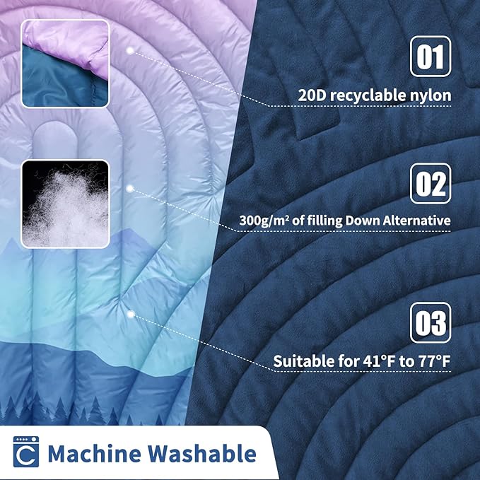 Camping BlanketLightweight Down Alternative Puffy Blanket Packable Outdoor Blanket for CampingTraveling Stadium Hiking Picnics