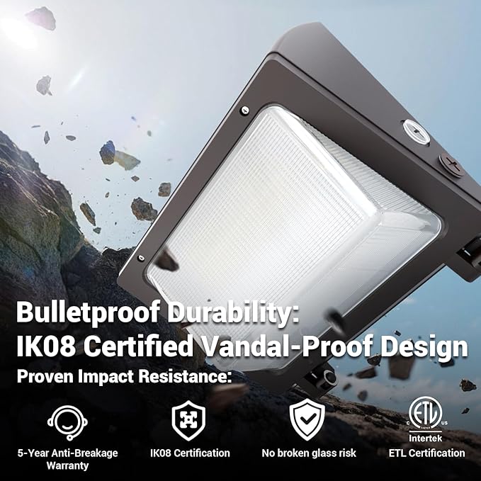 JTT 150W LED Wall Pack Light with Dusk to Dawn Photocell22500LM 5000K Daylight IP65 Waterproof WallPack Lights Outdoor LED [Eqv. 1200W HPS/HID] for Parking LotWarehouseYard ETL | 5-Year Warranty