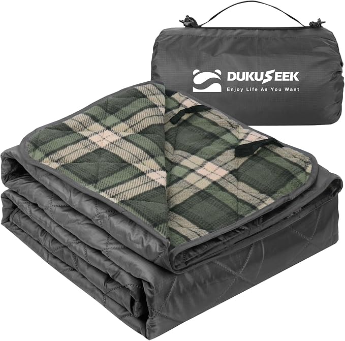 DUKUSEEK Waterproof Stadium Blanket Hooded Outdoor Blankets Waterproof Windproof for Cold Weather Emergency Warm Blanket with Quilted Cotton and Thick Fleece for Picnic Camping Outdoor Sports…