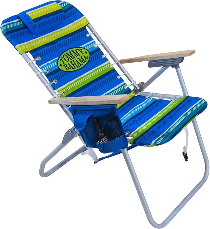 Tommy Bahama Hi-Boy 17 Seat Height 4-Position Lace-Up Suspension Folding Beach Backpack Chair