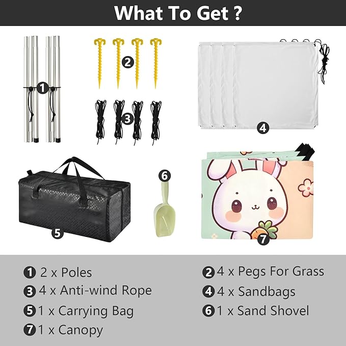 Rabbit Hold Carrot Camping Sun Shelter Beach Tent Portable Beach Sun Shade Outdoor Canopy for Camping Trips Fishing Picnic
