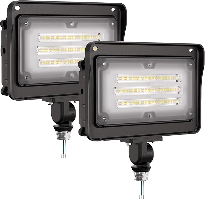 CINOTON 50W LED Flood Light Outdoor 7000LM IP65 Waterproof Security Wall Pack Light Fixture with 180°Knuckle for Patio Porch Garage Garden Lanscape 5000K Daylight 100-277V 2 Pack